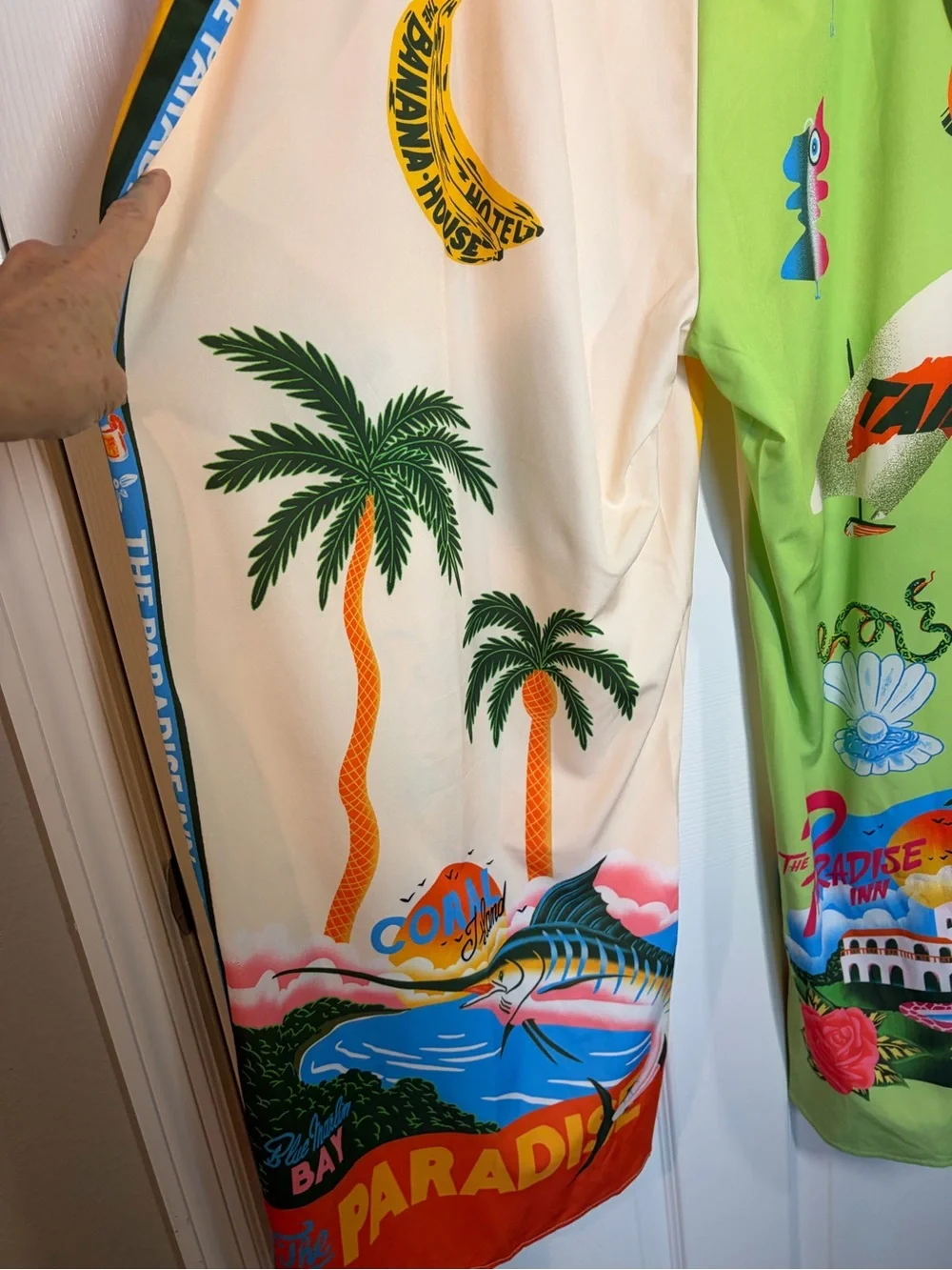 Tropical Coral Island Graphic Lounge Pants - Yellow & Cream